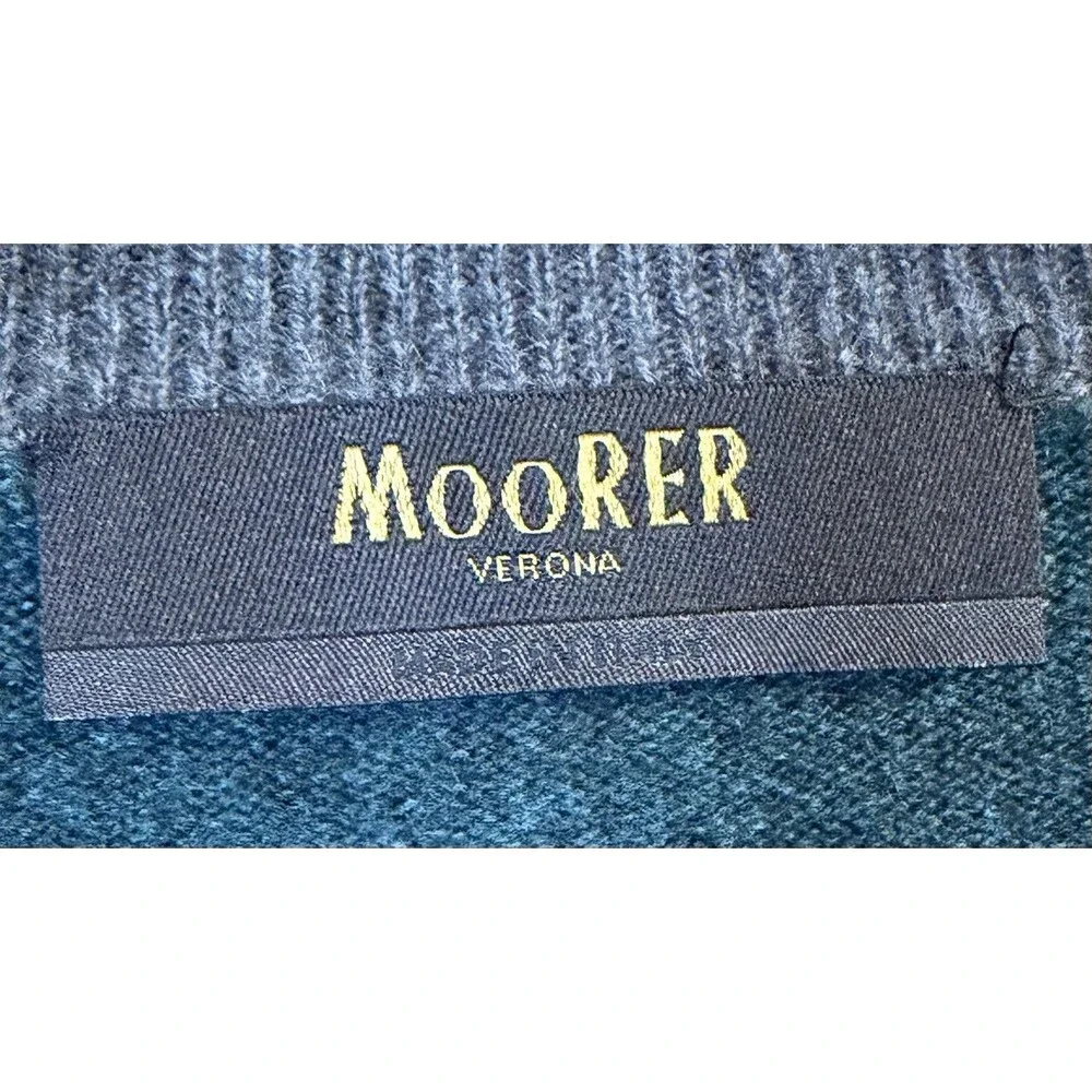 MooRER Loro Piana Cashmere Sweater Mens 54 Large Green Crewneck Italy Luxury